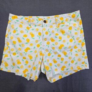 St Johns Bay Lemon Print 5" Cotton Stretch Shorts Size 12